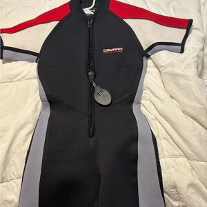 Women’s Black & Gray Short-Sleeve Wetsuit One-Piece